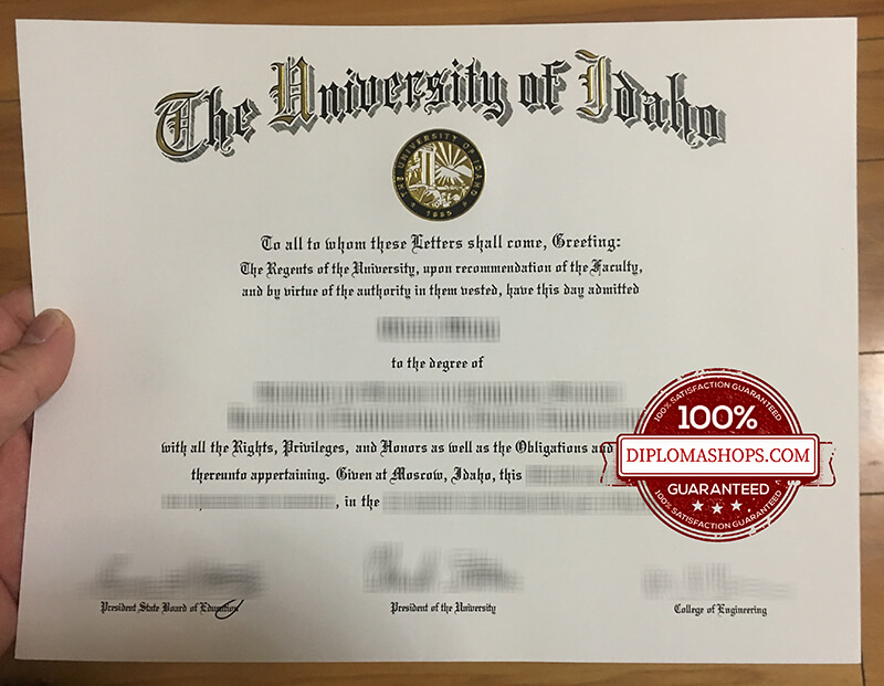 fake University of Idaho diploma