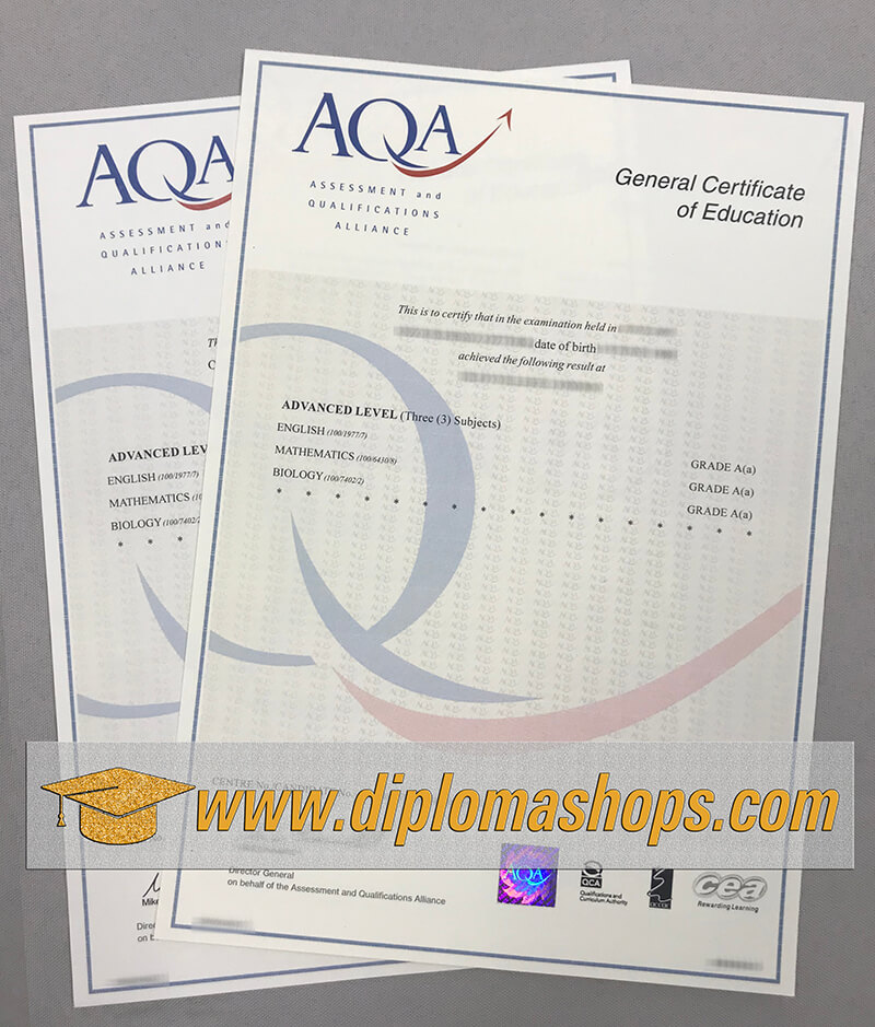 AQA(GCE) certificate