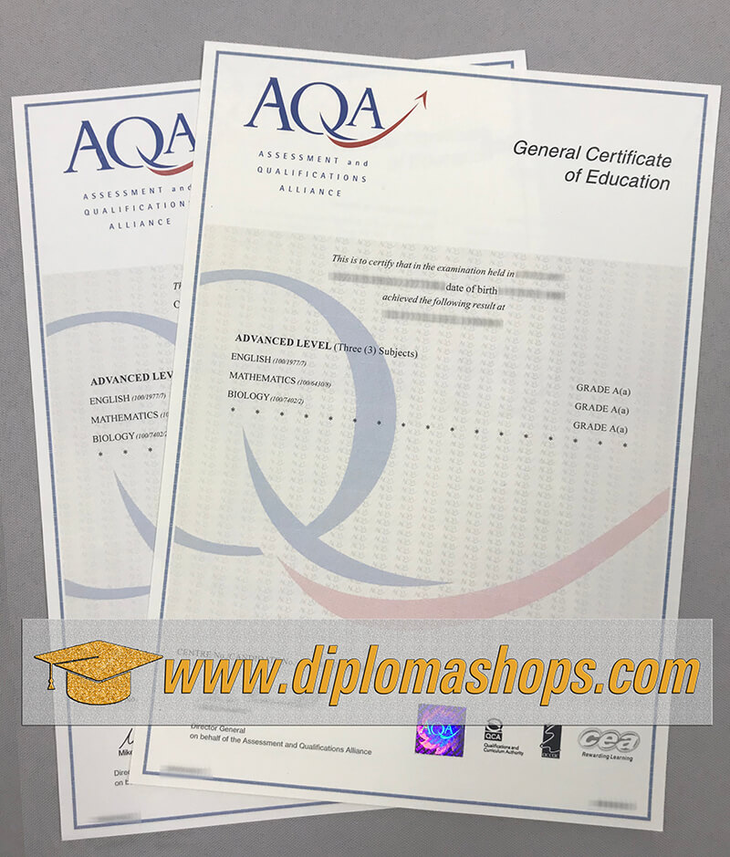 AQA(GCE) certificate AQA(GCE) certificate