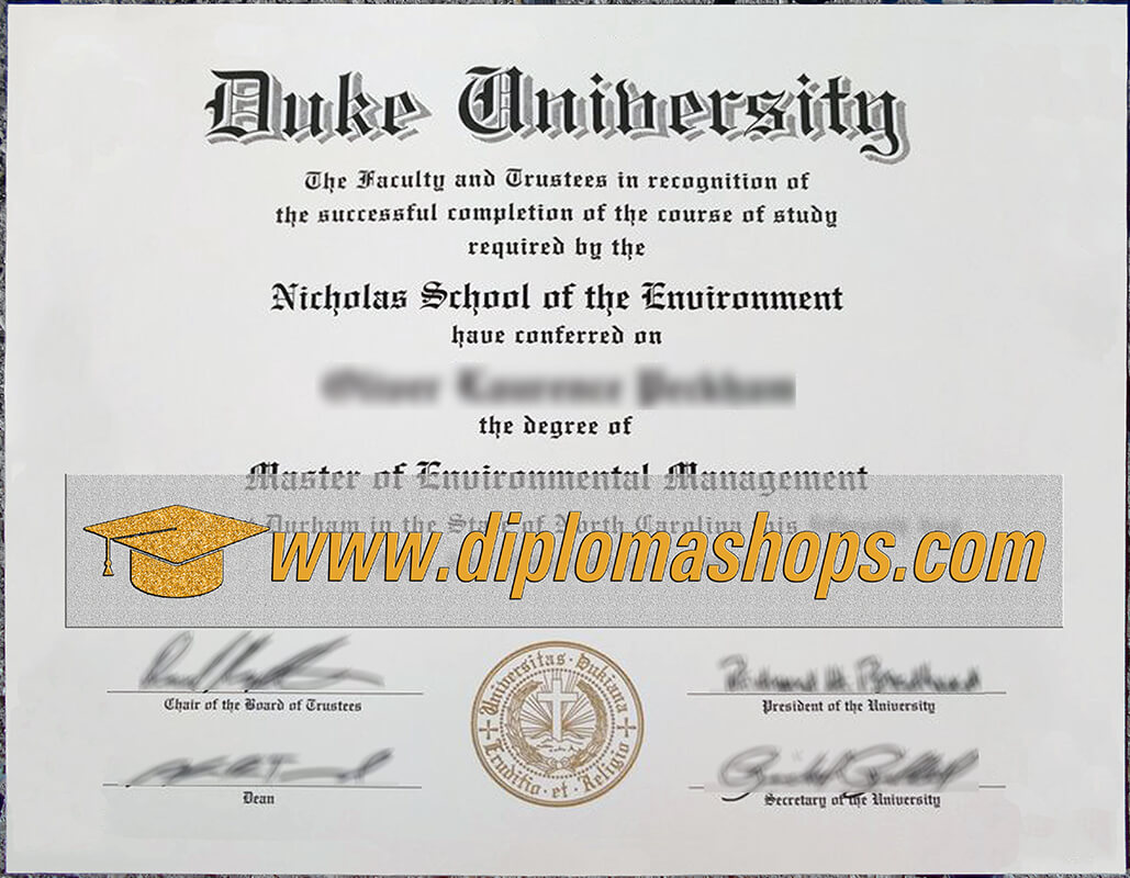 Duke University diploma