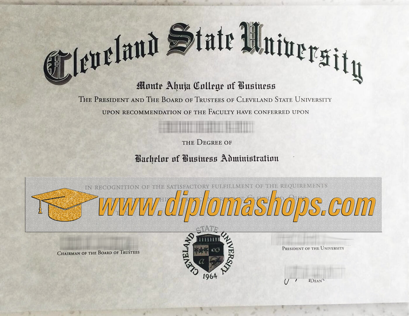 Fake Cleveland State University diploma