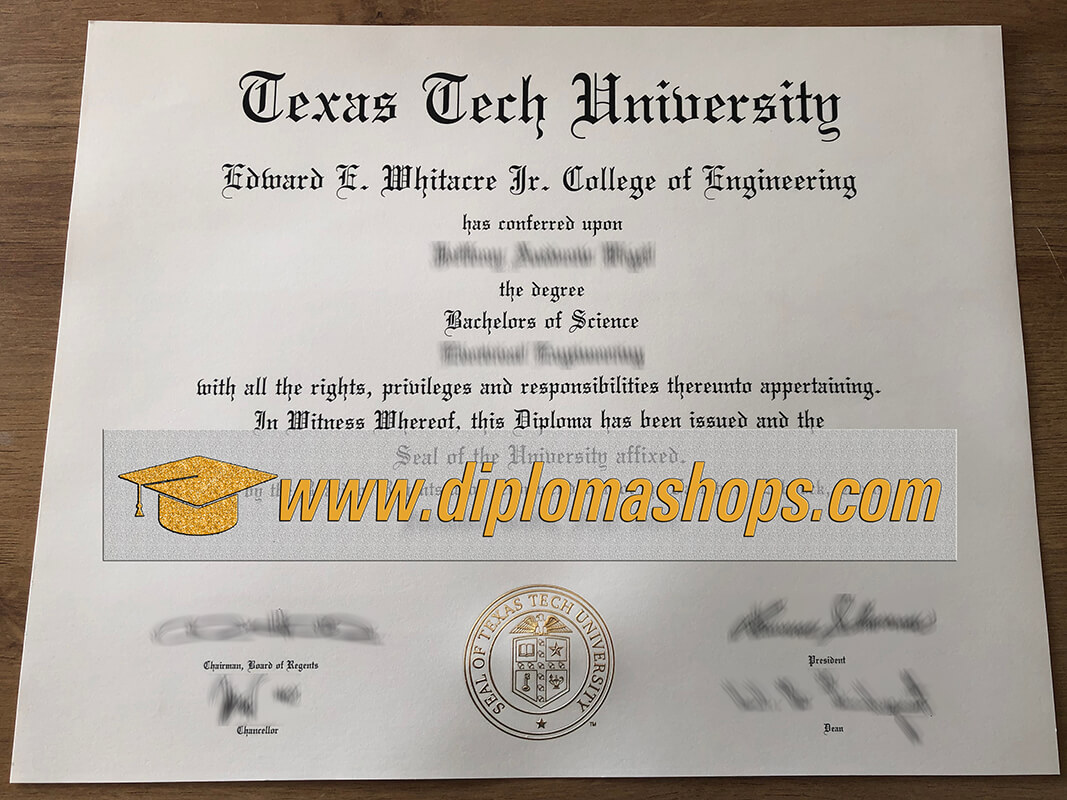 Fake Texas Tech University diploma