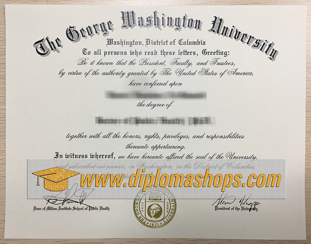 George Washington University diploma certificate