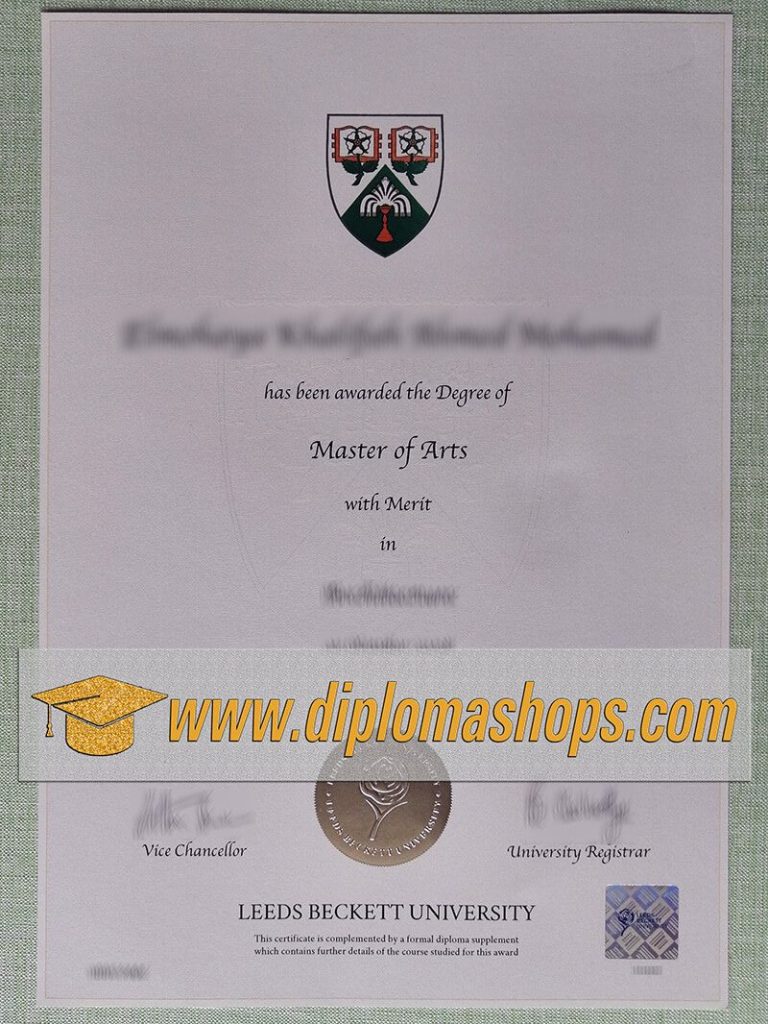 Leeds Beckett University degree certificate