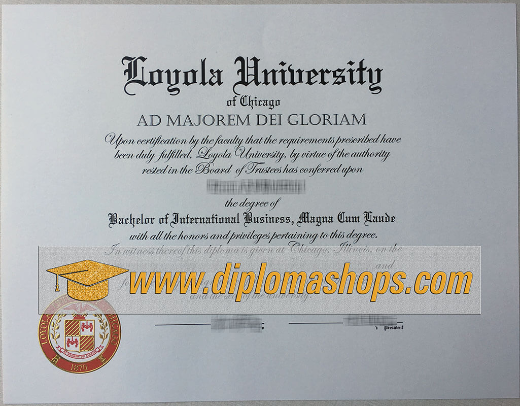 Loyola University Chicago diploma certificate
