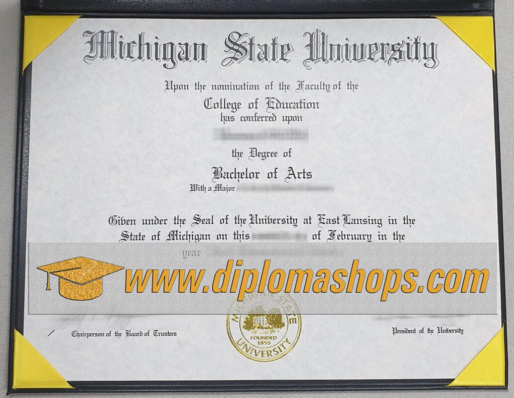 Michigan State University diploma certificate