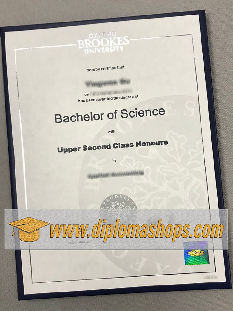 Oxford Brookes University degree certificate