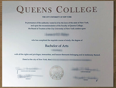 Queens College City University of New York diploma