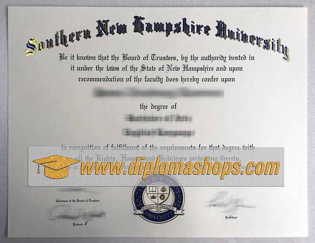 Southern New Hampshire University diploma certificate