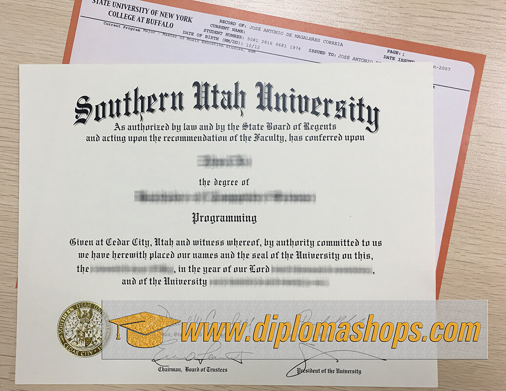 Southern Utah University diploma certificate