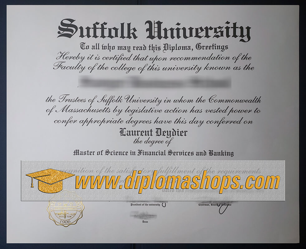 Suffolk University diploma certificate
