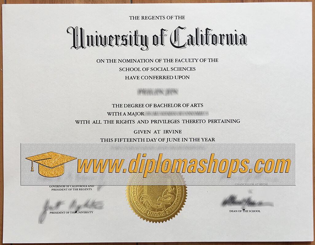 University of California Irvine diploma University of California Irvine diploma