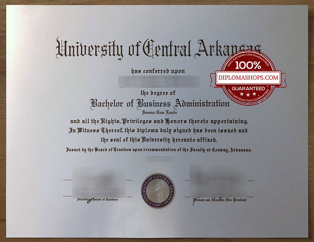  fake The University of Central Arkansas diploma 