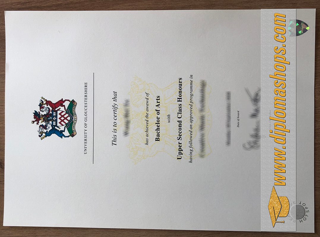 University of Gloucestershire degree certificate