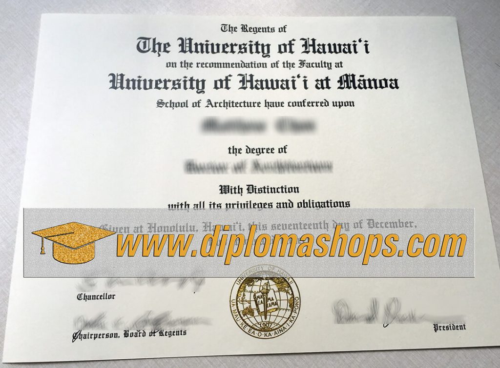 University of Hawaii at Manoa diploma