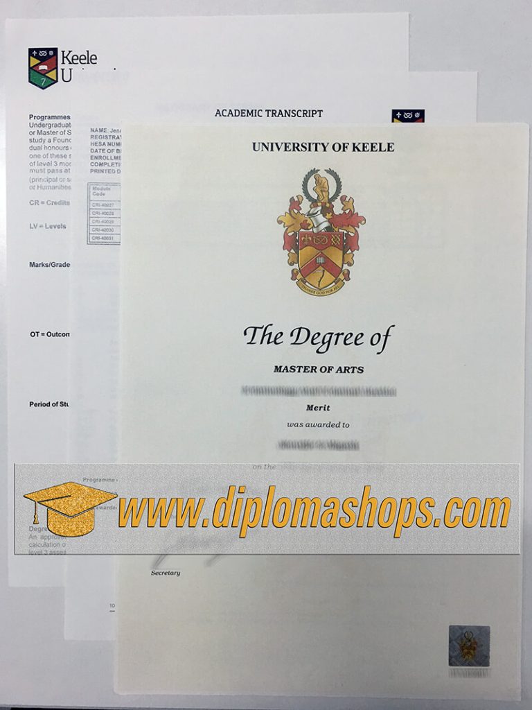 University of Keele degree certificate