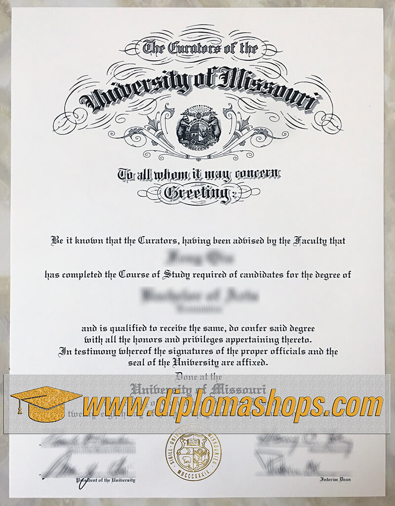 University of Missouri diploma University of Missouri diploma