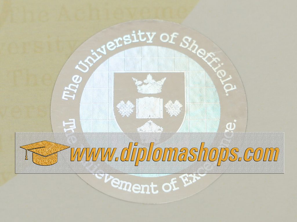 University of Sheffield emblem and diploma