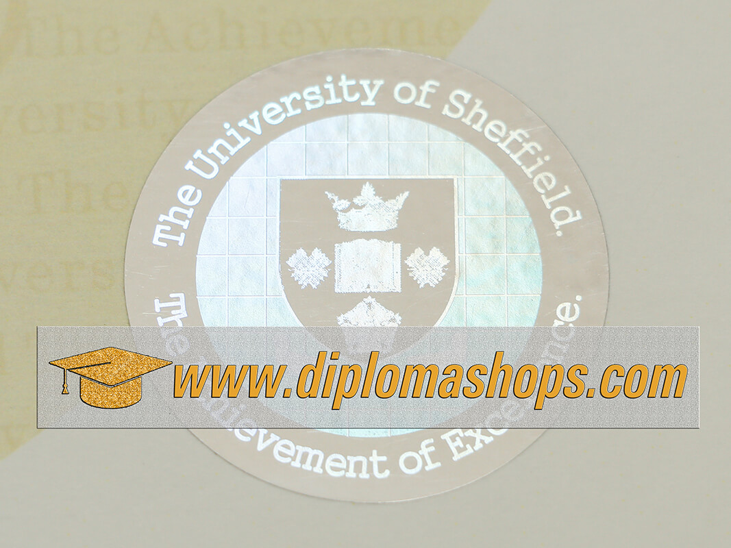 University of Sheffield emblem and diploma