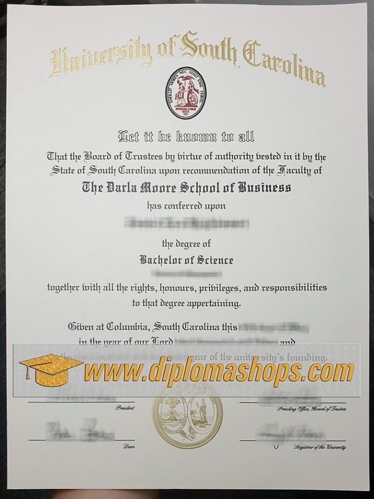 University of South Carolina diploma certificate University of South Carolina diploma certificate