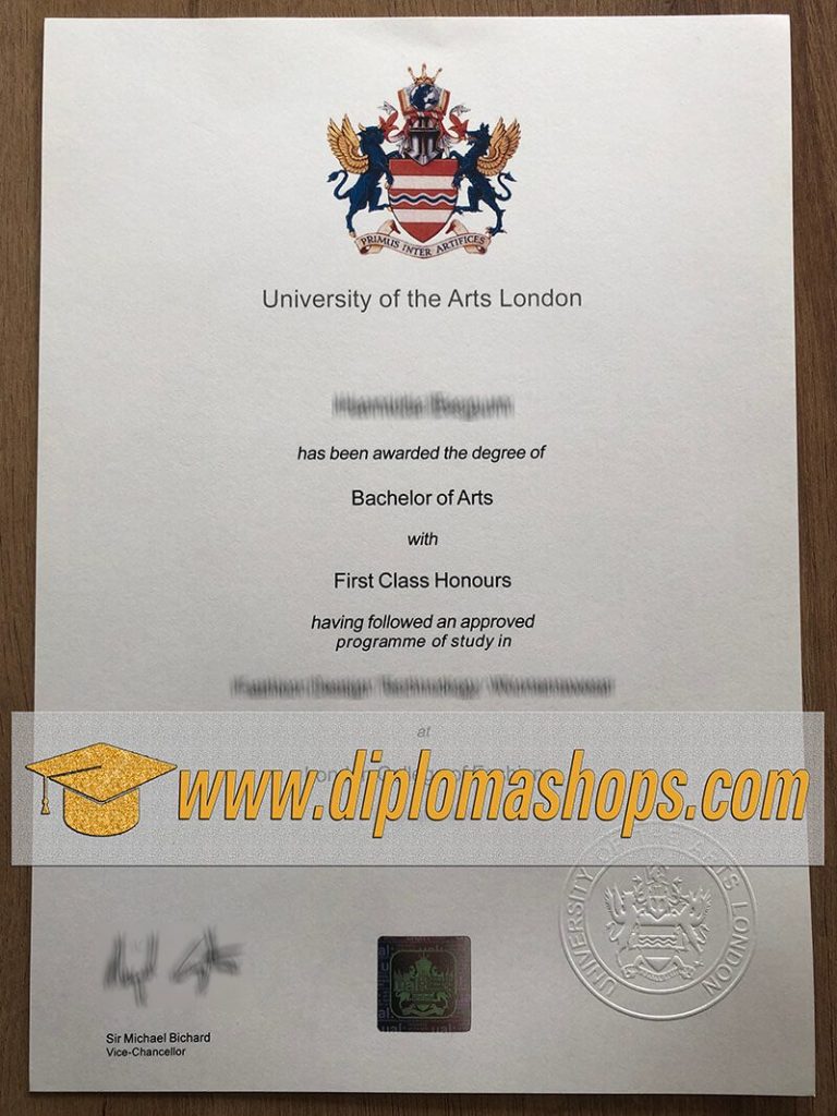 University of the Arts London degree certificate