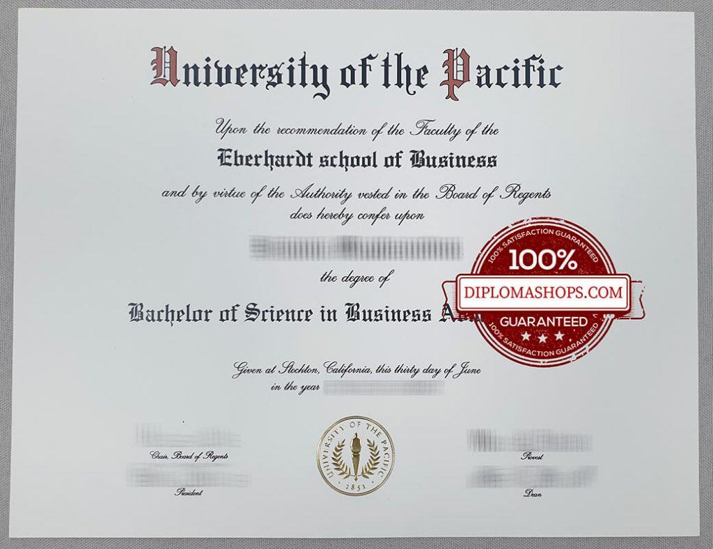 University of the Pacific fake diploma