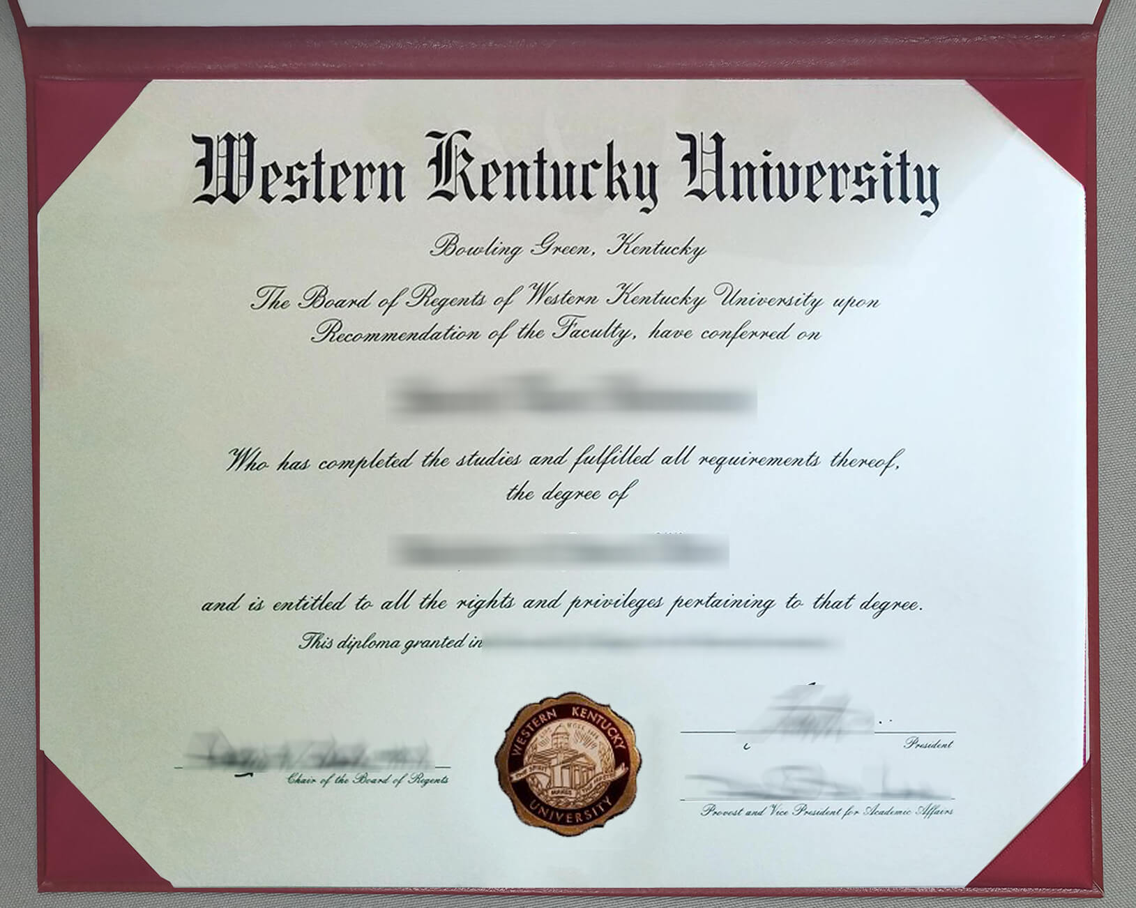 Western Kentucky University diploma