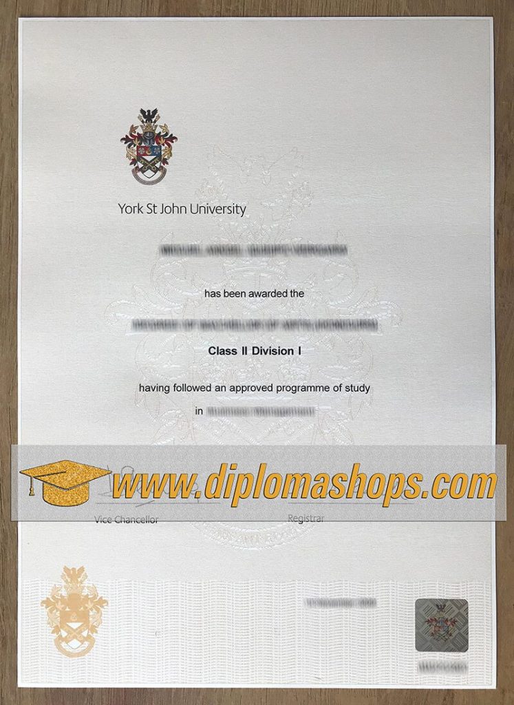 York St John University degree certificate