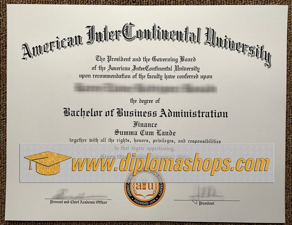 fake American InterContinental University diploma certificate