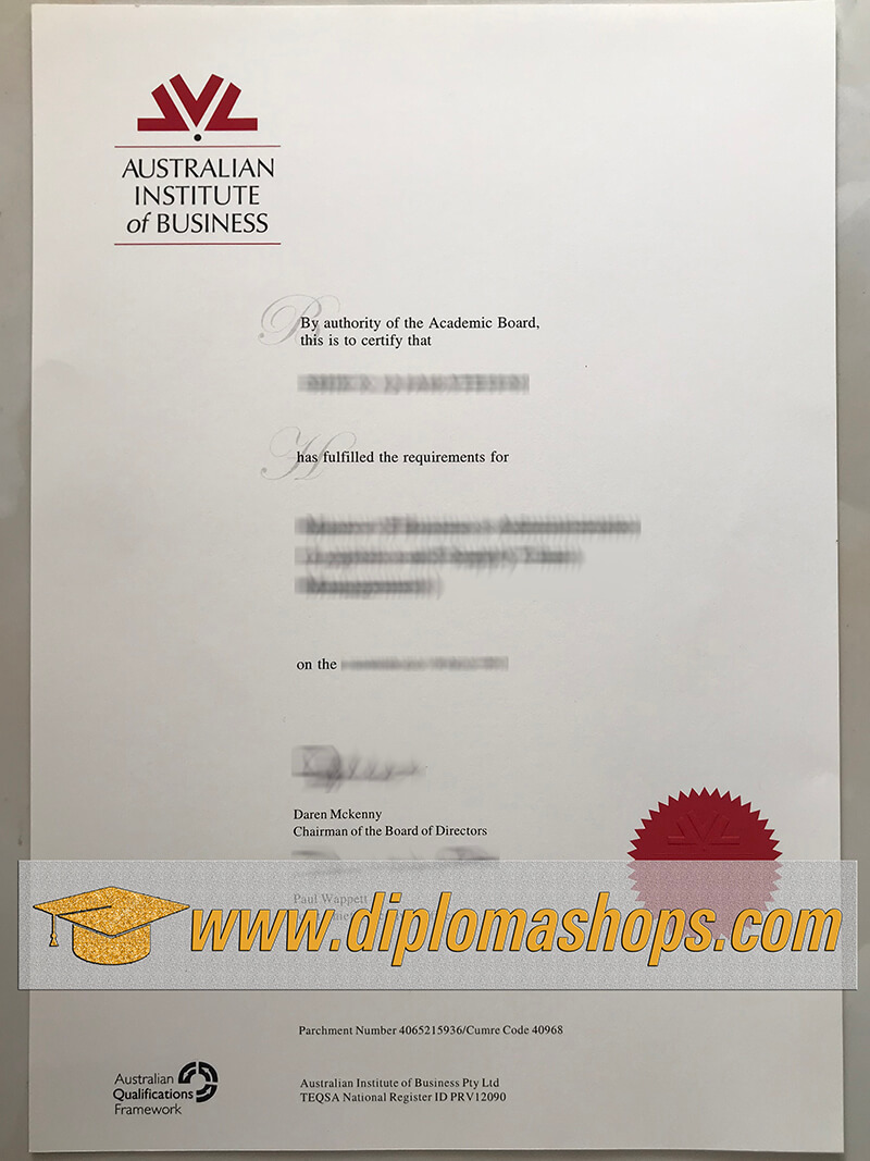 fake Australian Institute of Business diploma