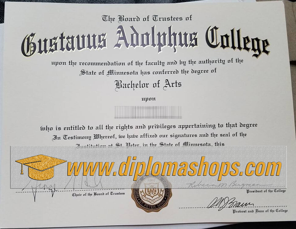 fake Gustavus Adolphus College diploma