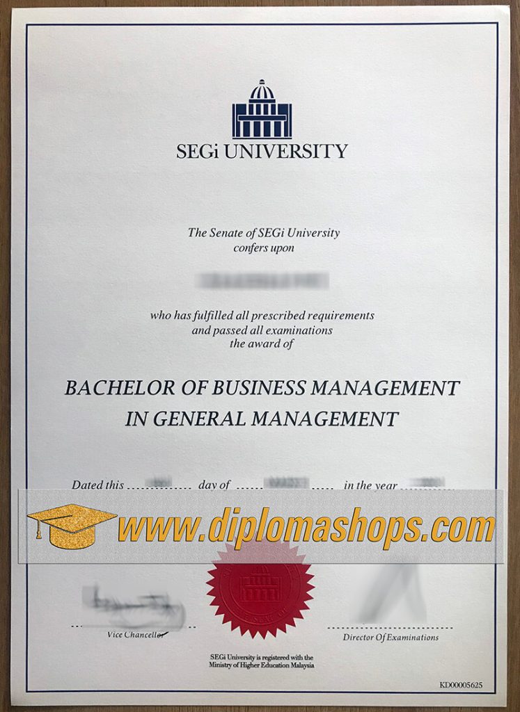 fake SEGi University diploma certificate
