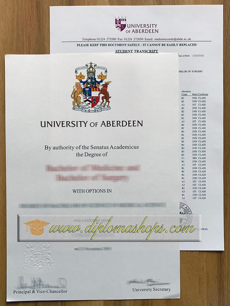 fake University of Aberdeen diploma