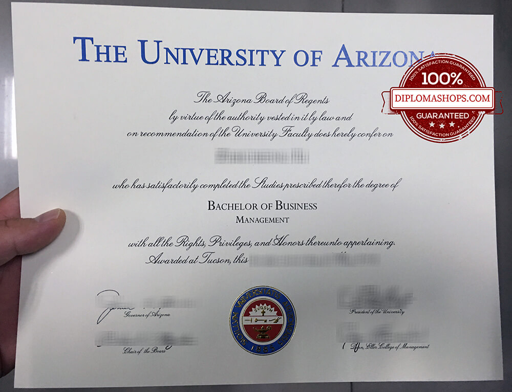 fake University of Arizona diploma