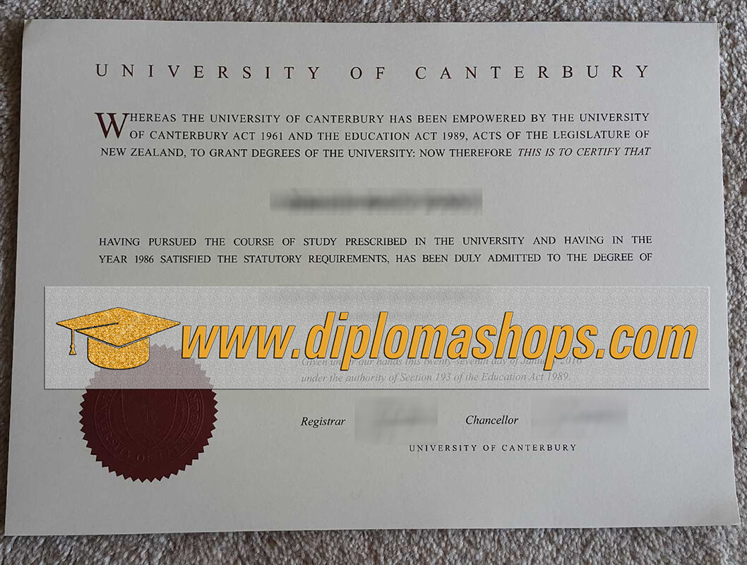 fake University of Canterbury diploma
