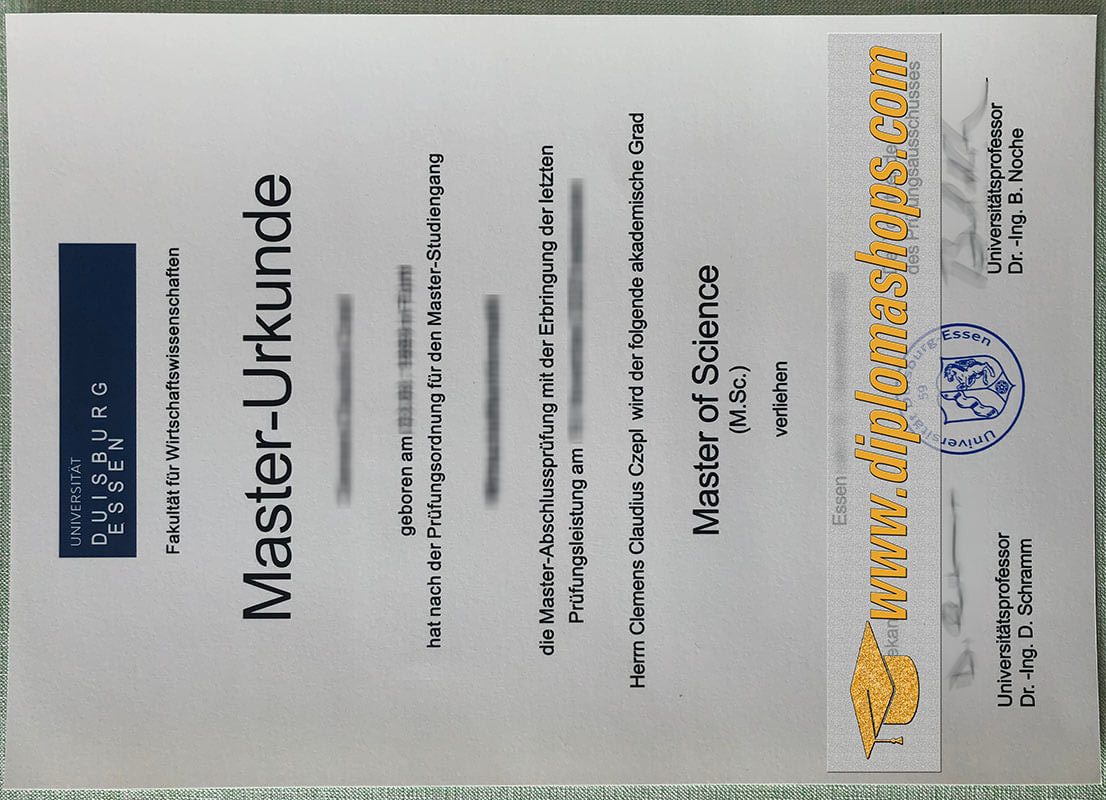 fake University of Duisburg Essen diploma certificate