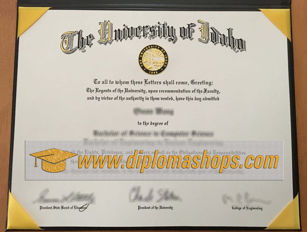 fake University of Idaho diploma