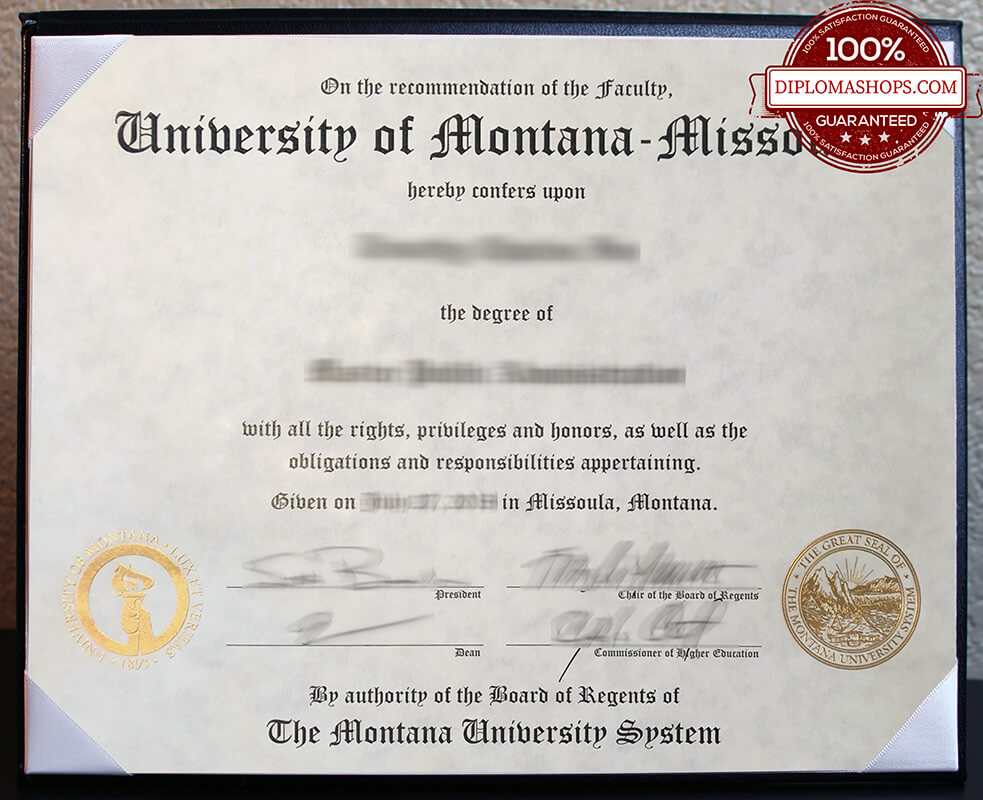 fake University of Montana diploma