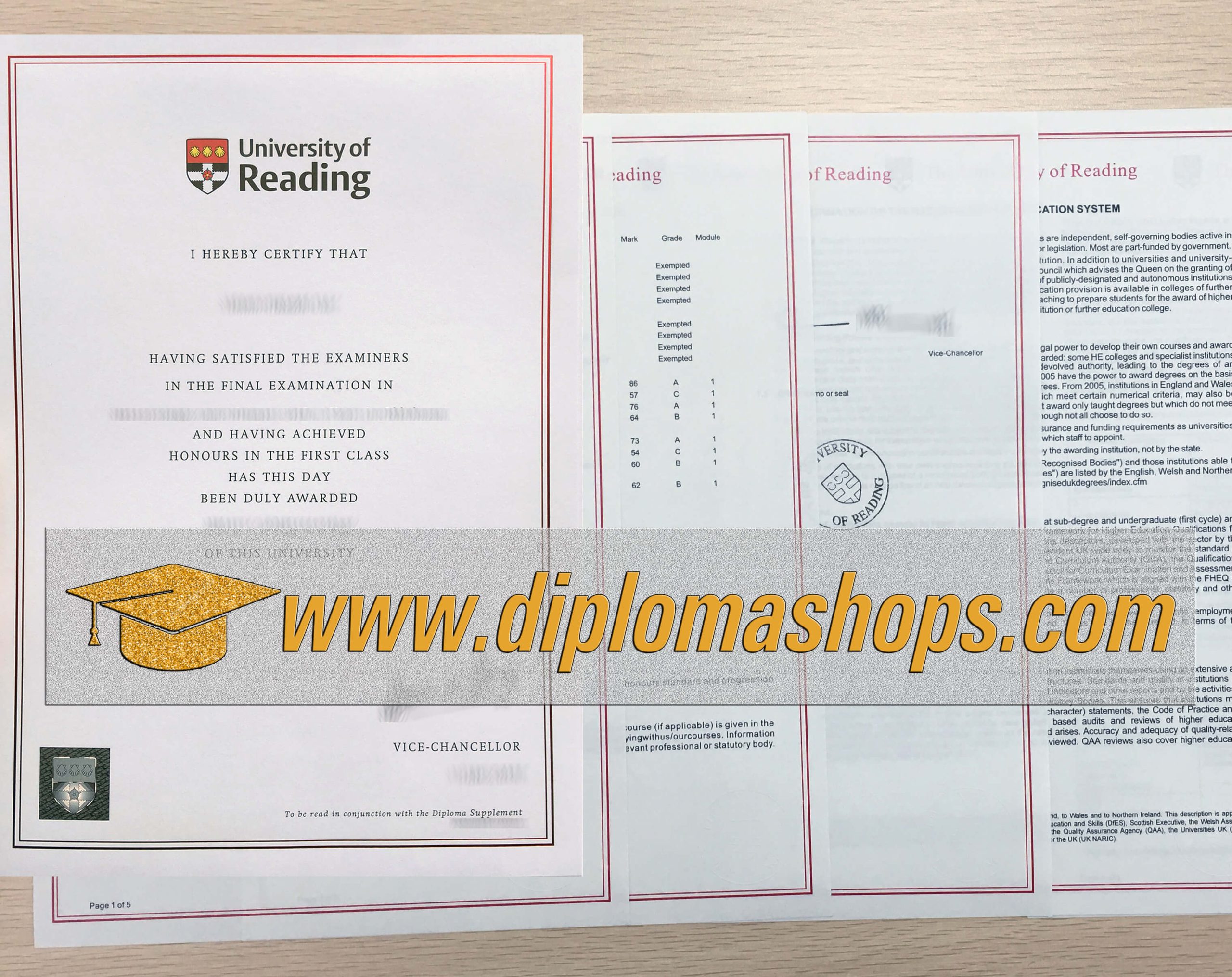 fake University of Reading degree certificate