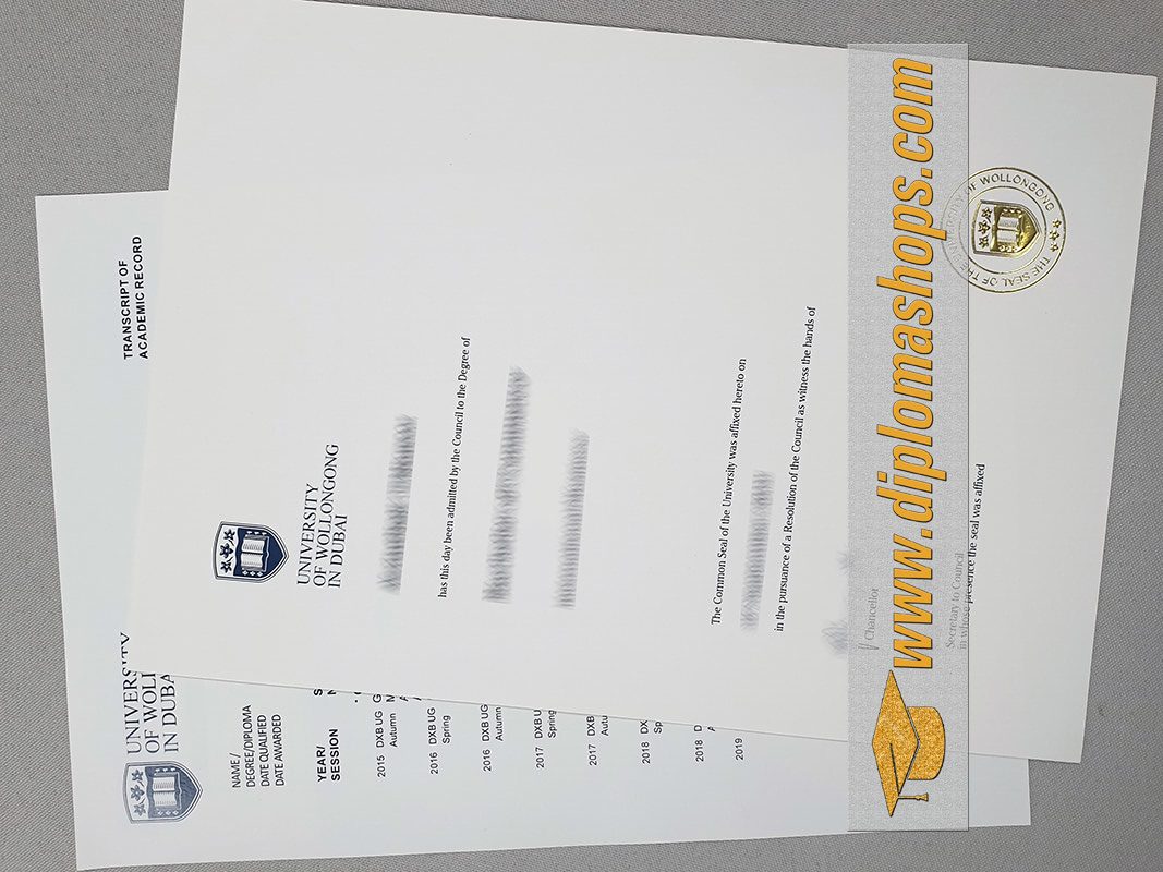 fake University of Wollongong in Dubai diploma