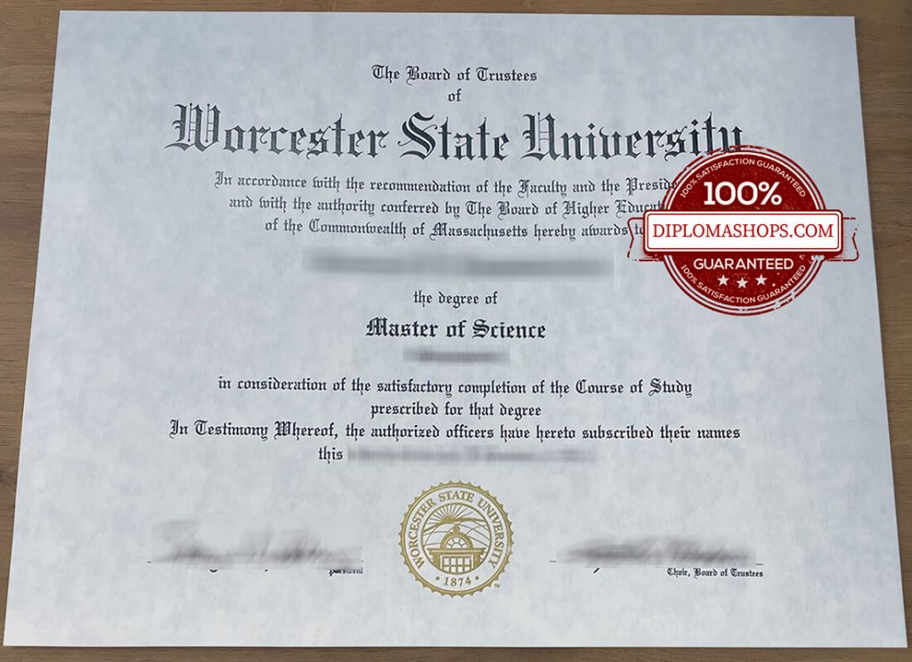 fake Worcester State University Diploma