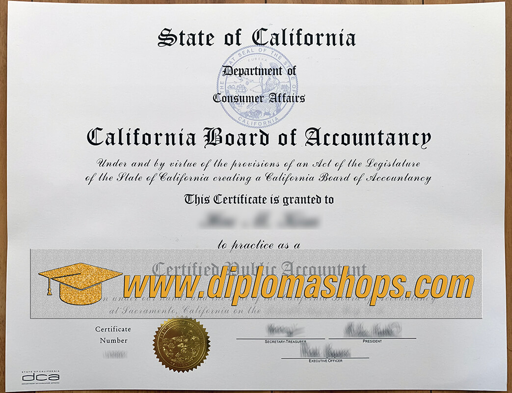 California Board of Accountancy Certificate