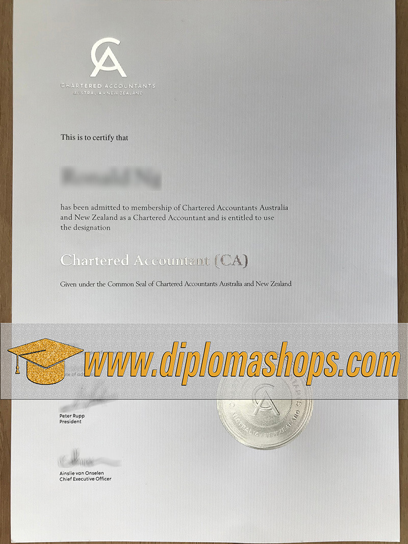Chartered Accountants Australia and New Zealand certificate