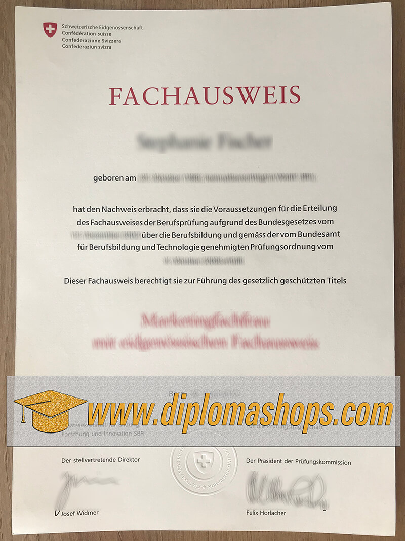 Fachausweis certificate