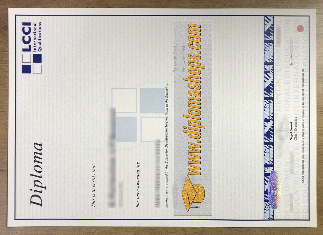 Fake LCCI certificate