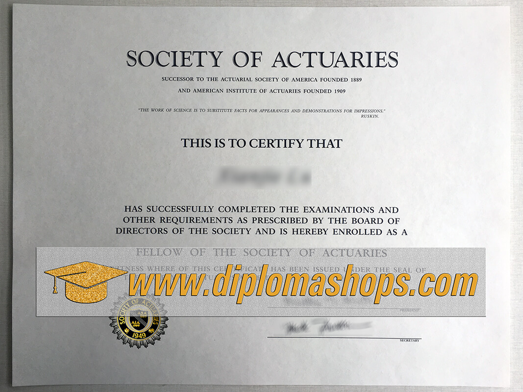 Society of Actuaries fake certificate