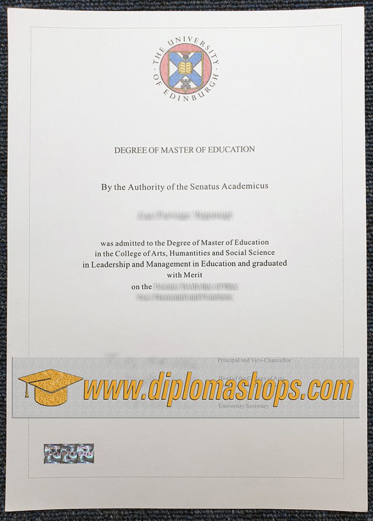 The University of Edinburgh degree certificate