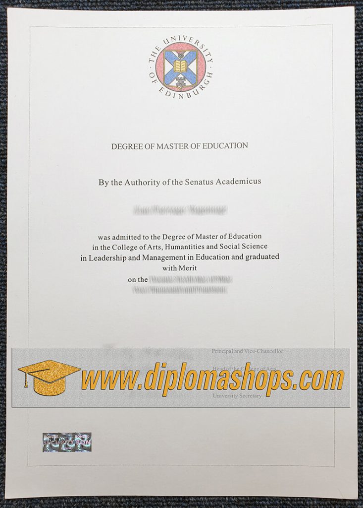 The University of Edinburgh degree certificate The University of Edinburgh degree certificate