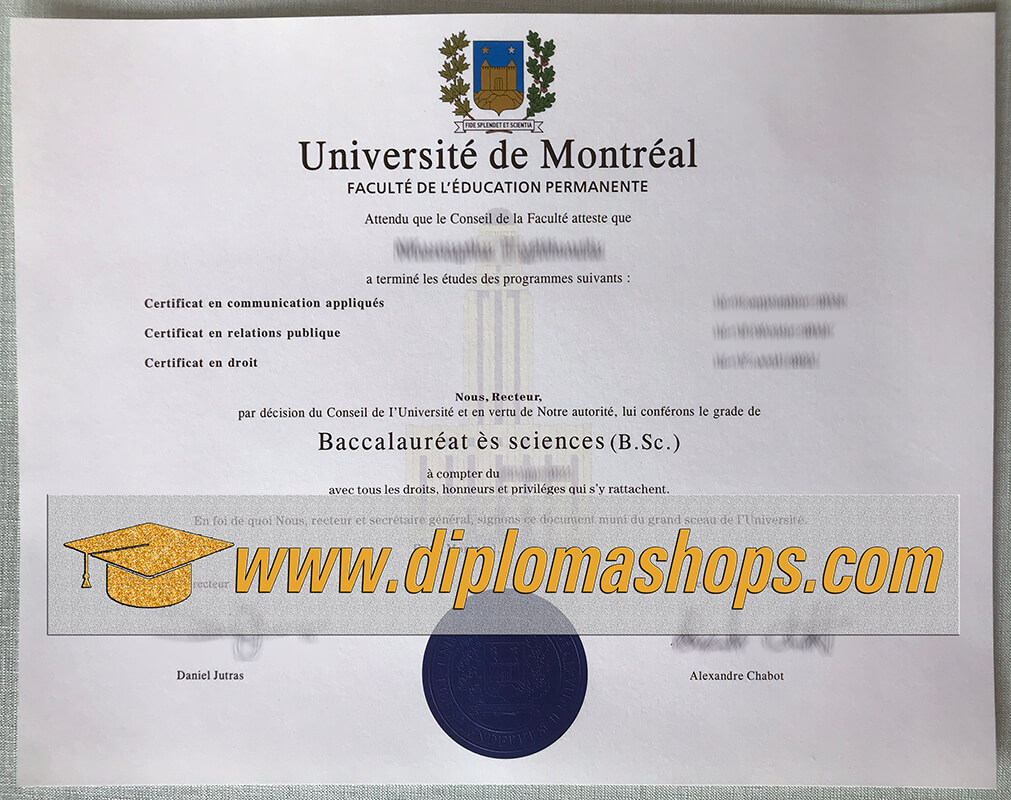 Université de Montréal diploma Université de Montréal diploma