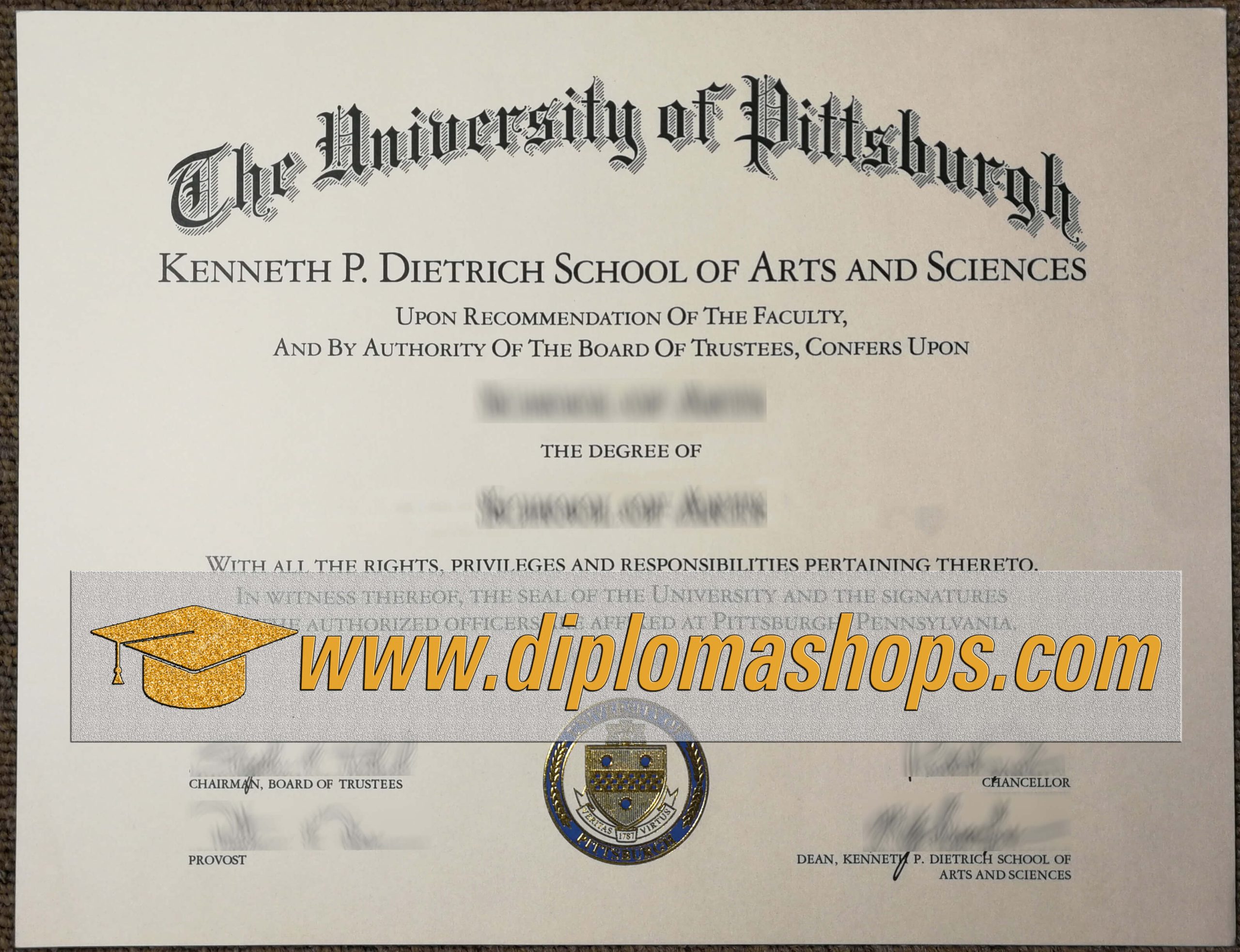 University of Pittsburgh diploma